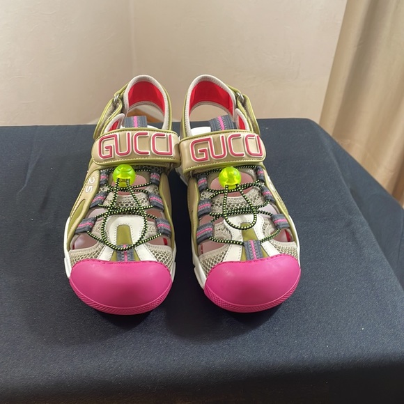 Mesh Fabric Tinsel Sport Sandals 6 Gucci - Picture 2 of 8